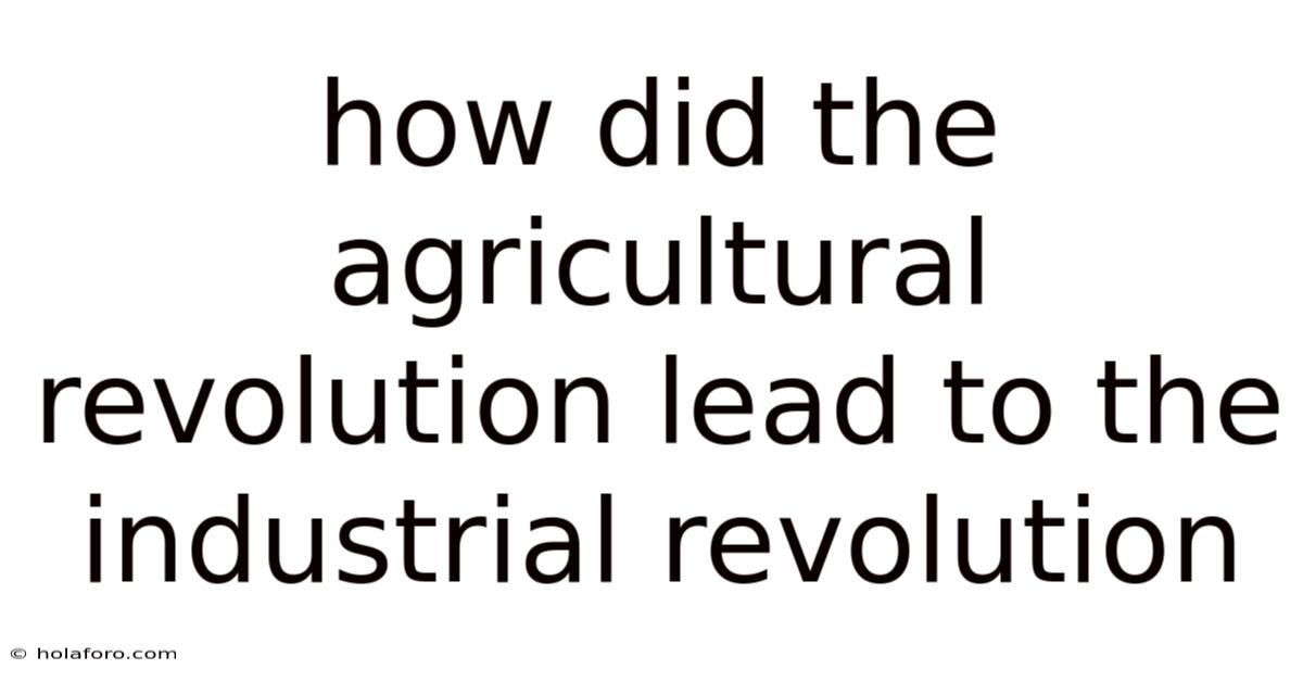 How Did The Agricultural Revolution Lead To The Industrial Revolution