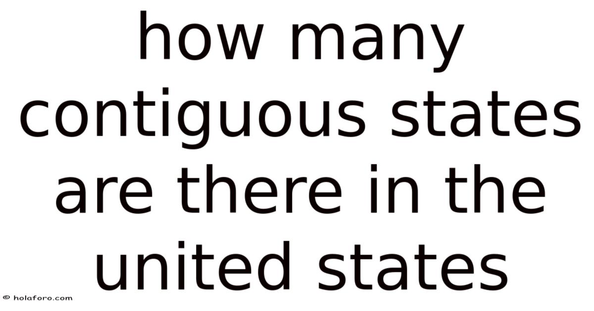 How Many Contiguous States Are There In The United States