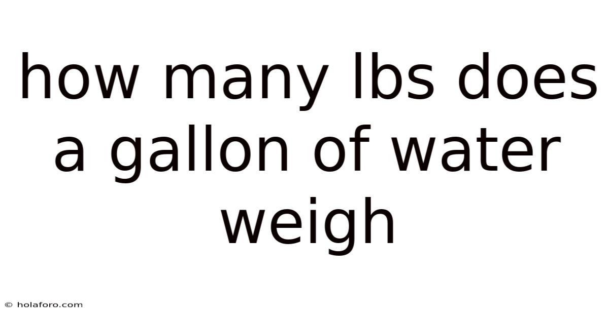 How Many Lbs Does A Gallon Of Water Weigh