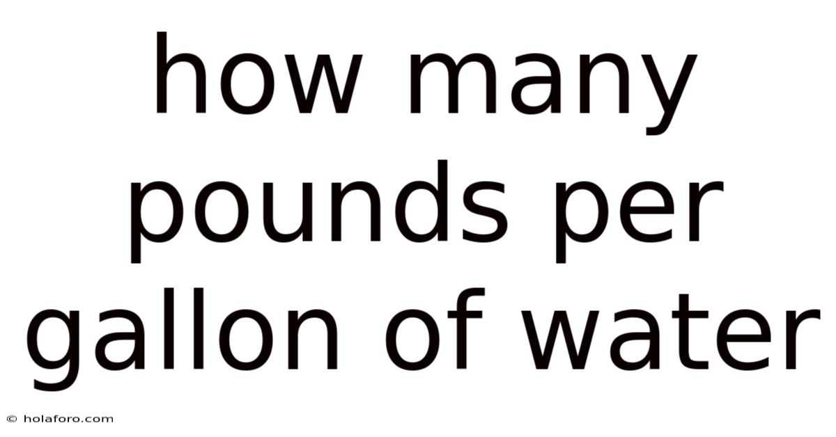 How Many Pounds Per Gallon Of Water