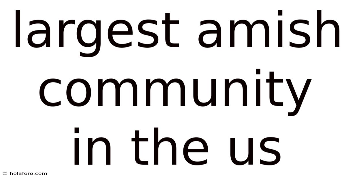 Largest Amish Community In The Us