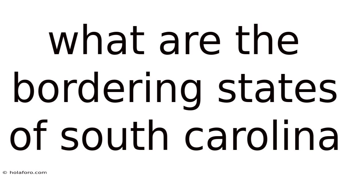 What Are The Bordering States Of South Carolina