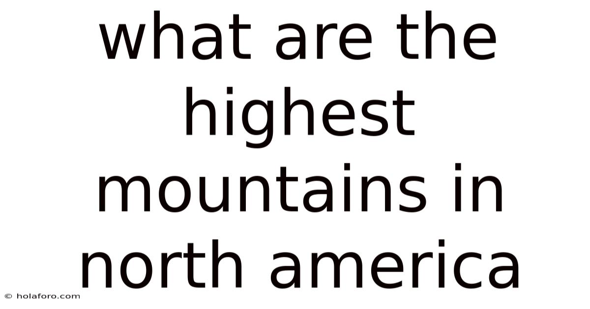 What Are The Highest Mountains In North America