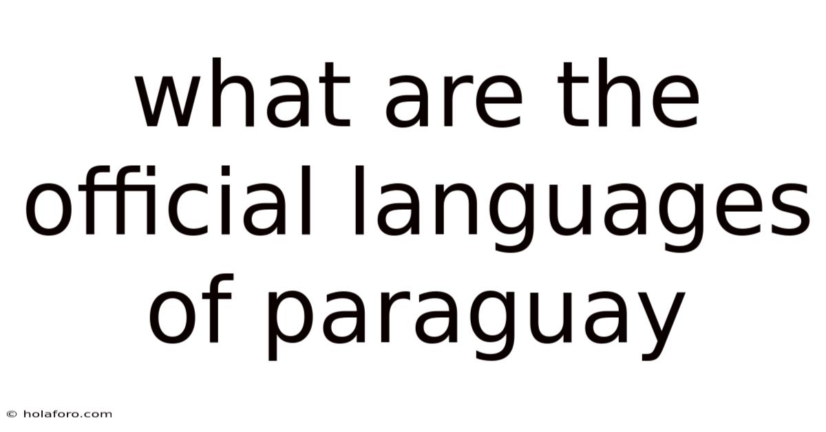 What Are The Official Languages Of Paraguay