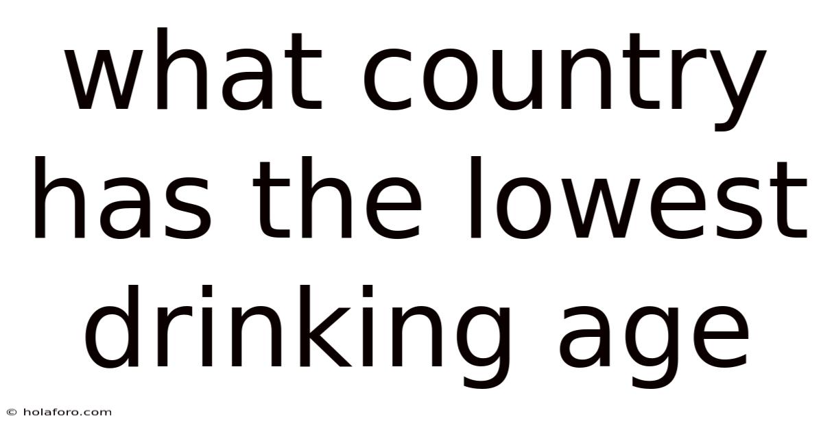 What Country Has The Lowest Drinking Age