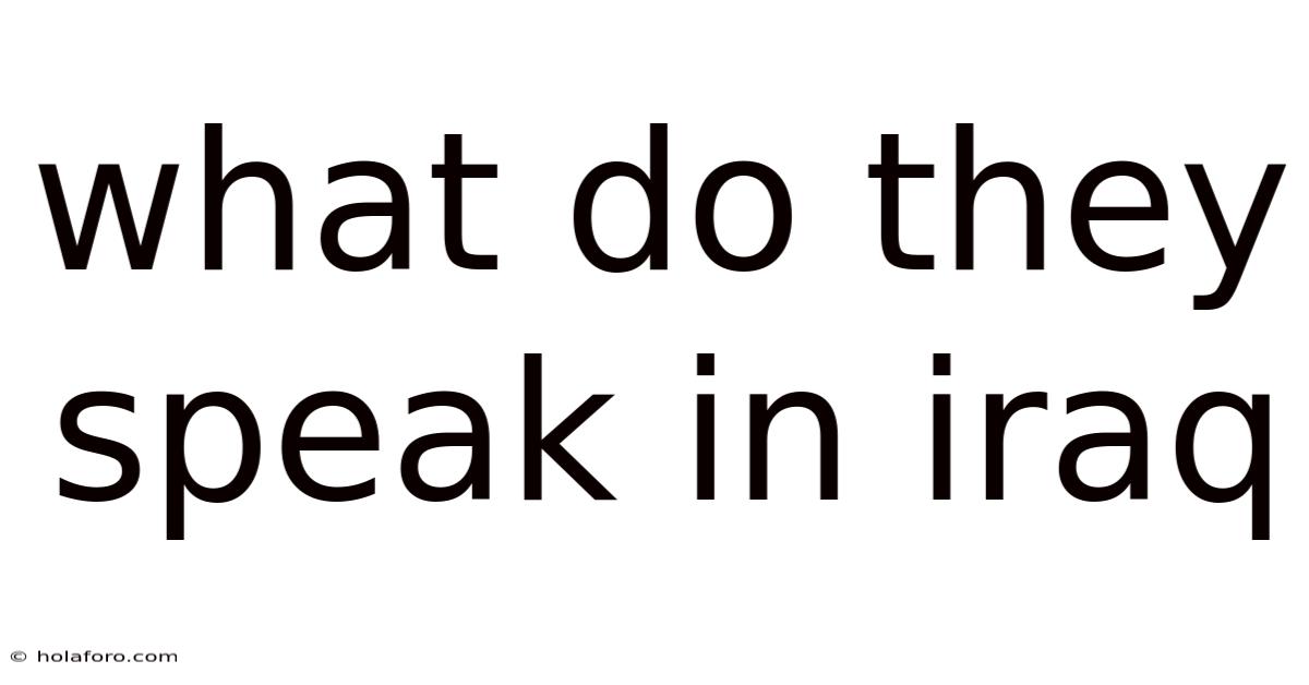What Do They Speak In Iraq