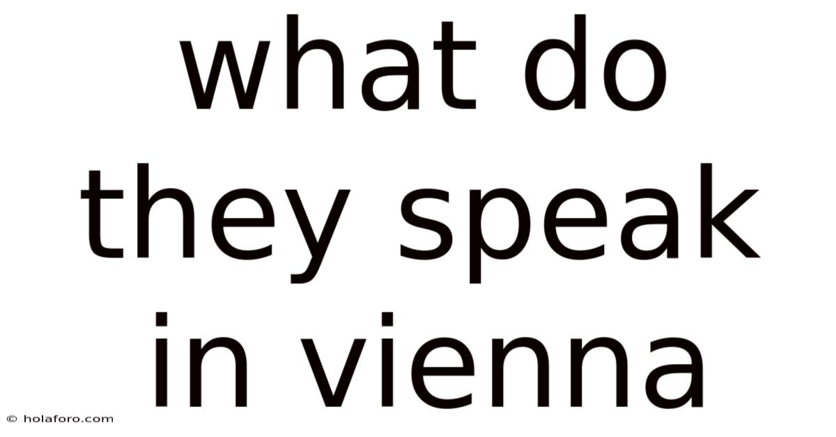 What Do They Speak In Vienna
