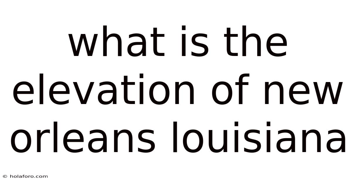 What Is The Elevation Of New Orleans Louisiana