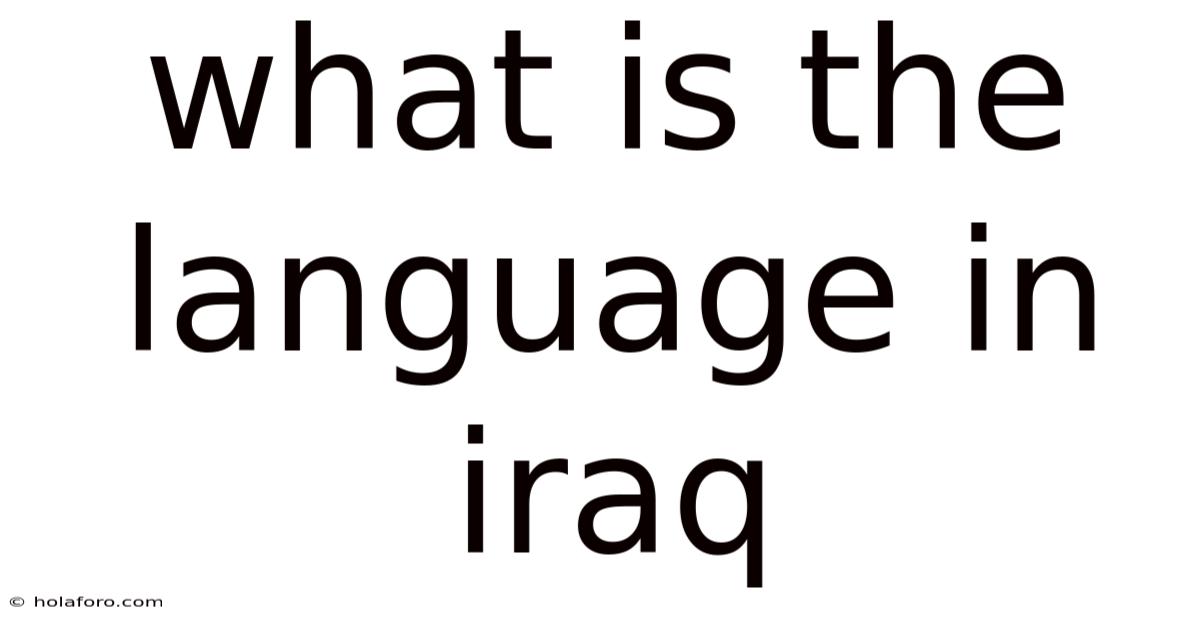 What Is The Language In Iraq