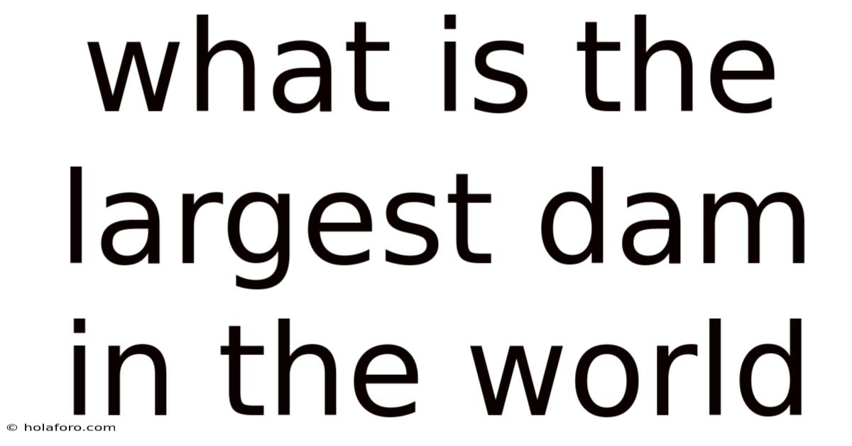 What Is The Largest Dam In The World
