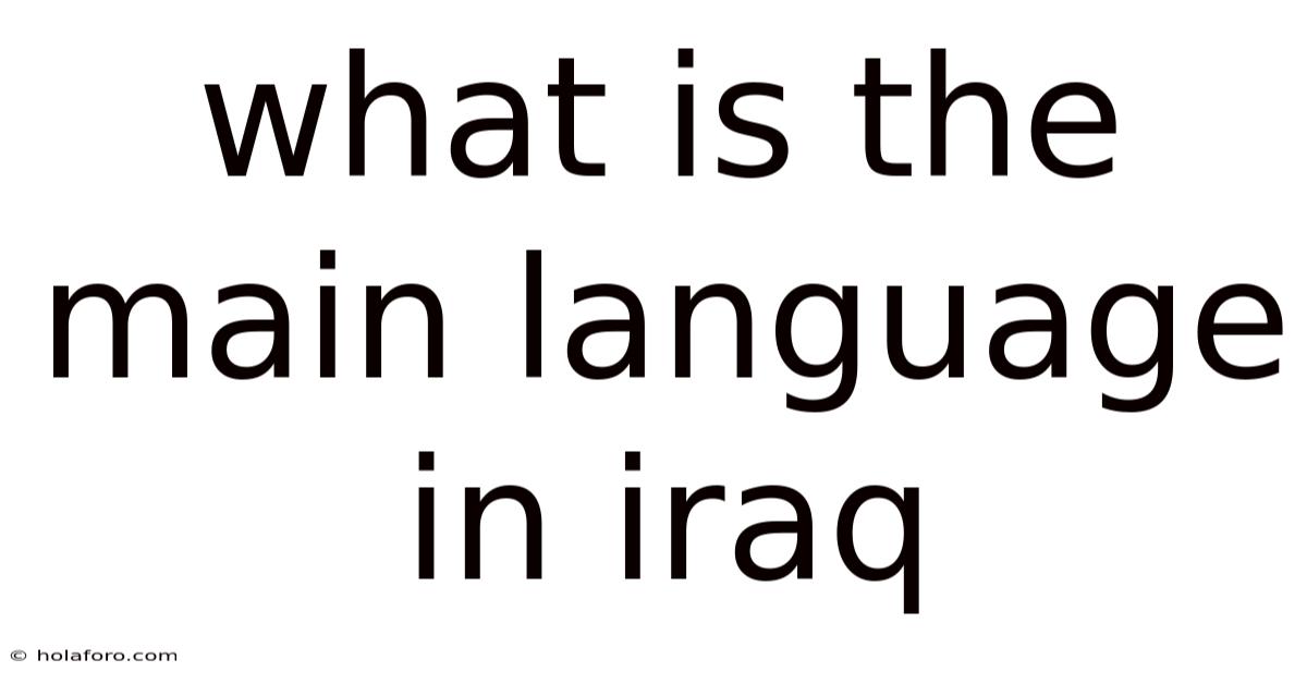 What Is The Main Language In Iraq