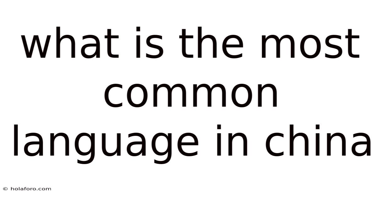 What Is The Most Common Language In China