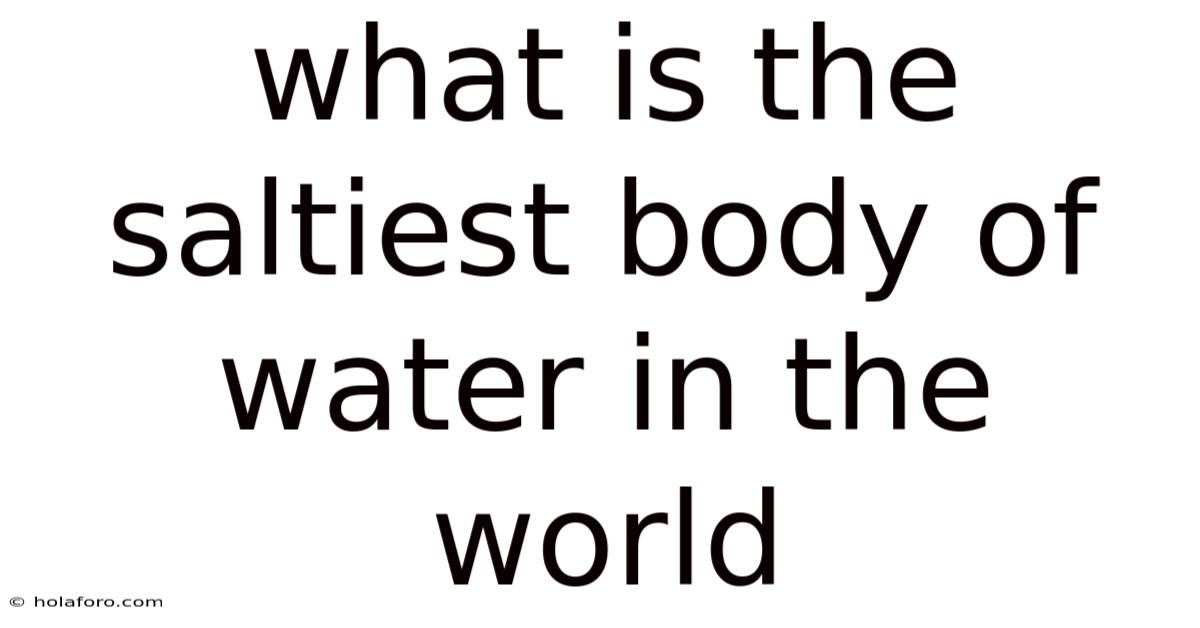 What Is The Saltiest Body Of Water In The World