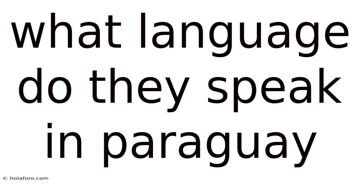 What Language Do They Speak In Paraguay