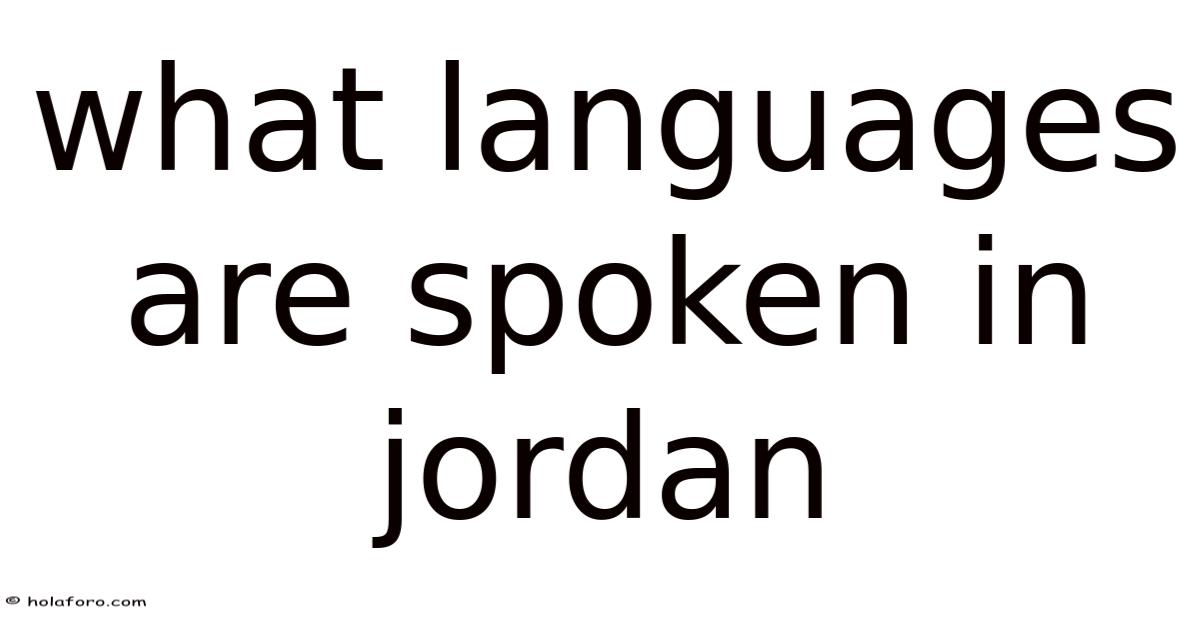 What Languages Are Spoken In Jordan