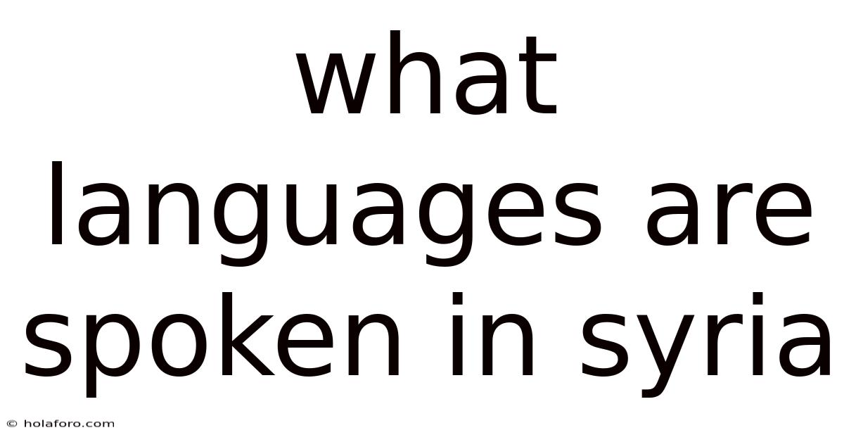 What Languages Are Spoken In Syria