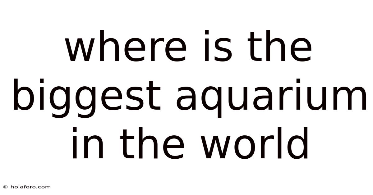 Where Is The Biggest Aquarium In The World