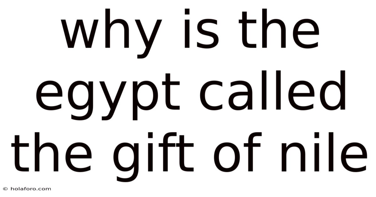 Why Is The Egypt Called The Gift Of Nile